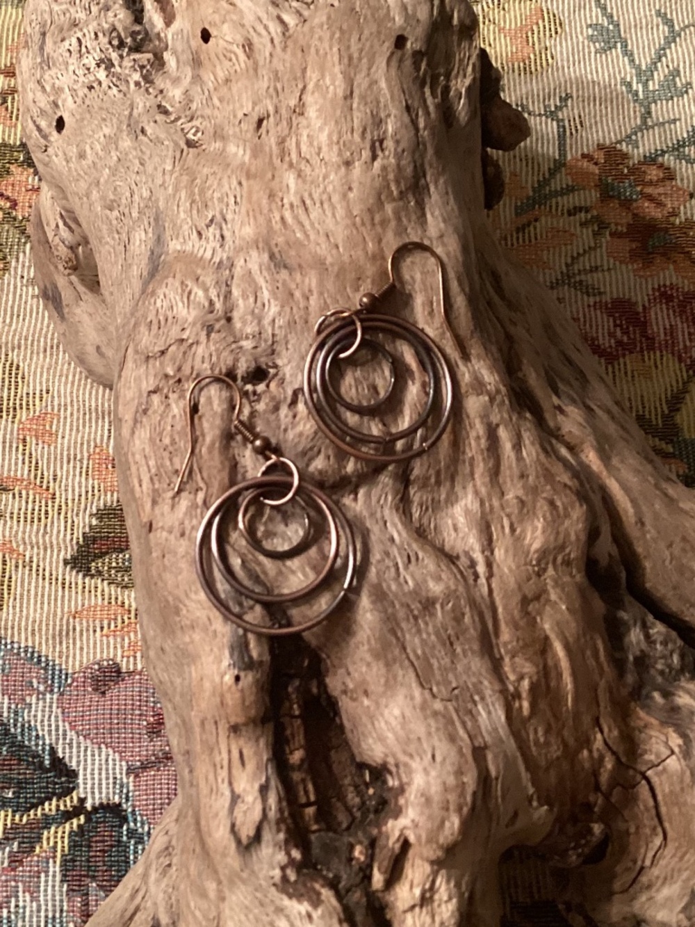 Handcrafted Oxidized Triple Copper Circle Earrings